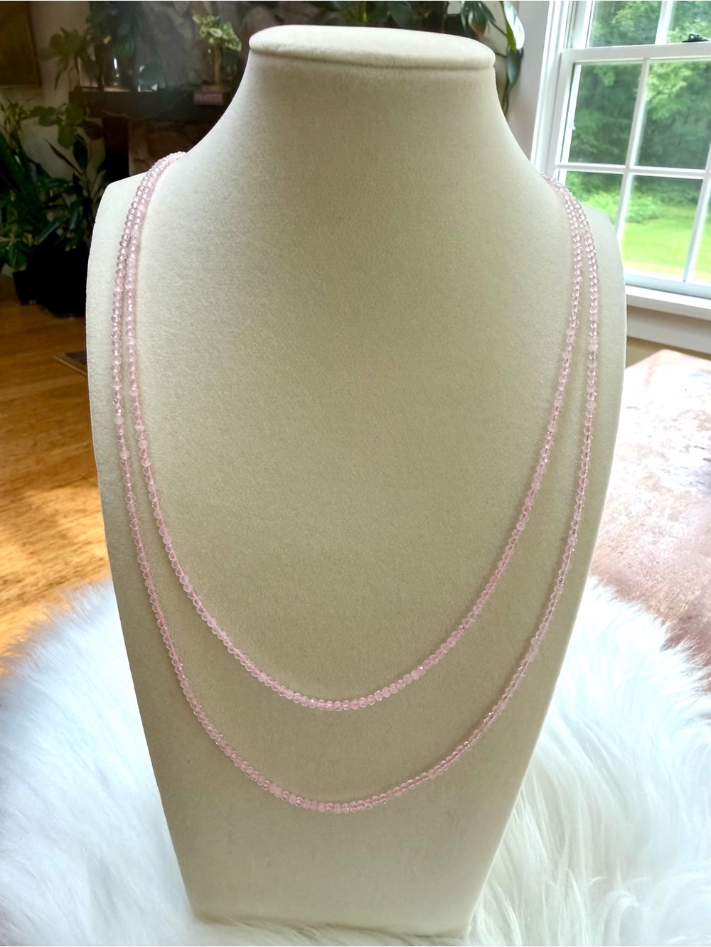 Rose quartz bead Necklace - Women Jewelry